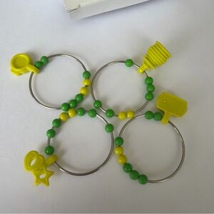 Tupperware Wine Charms - Set of 4 - green & yellow - Rare NEW